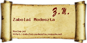 Zabolai Modeszta névjegykártya